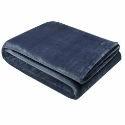 Best Pirce 🤩 Nautica Solid Ultra Soft Plush Navy Throw Home Blankets & Throws 👍