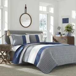 New 👍 Nautica Swale Cotton Quilt Home Comforters & Quilts 🌟