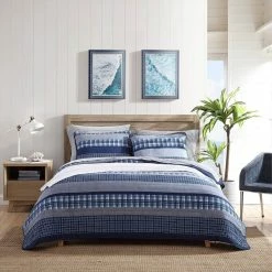 Discount 👍 Nautica Addison 100% Cotton Reversible Quilt Set Home Comforters & Quilts 🧨