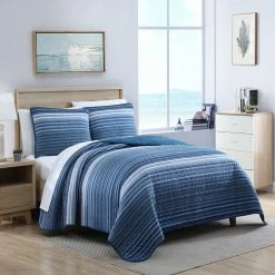 New 🎁 Nautica Coveside 3Pc Blue Quilt Set Home Comforters & Quilts ❤️