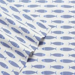 Alternative view of Brand new 🛒 Nautica Woodblock Fish 4Pc Blue Sheet Set Home Sheets 👏