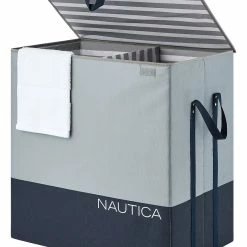 Alternative view of Discount 👏 Nautica Folded Divided Hamper With Lid Home Laundry 😍